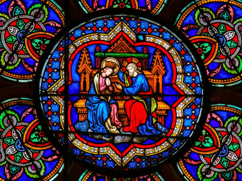 A stained-glass rose window of Notre-Dame de Paris